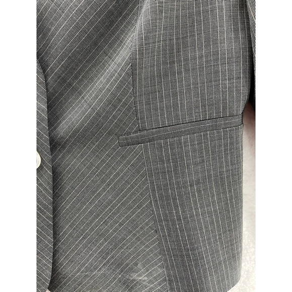 Tavora Womens Suit Jacket Gray Stripe Long Sleeve Notch Lapel Jetted Pockets 6 - Picture 3 of 8